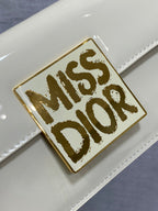 DIOR FLAP BAG 18 IN WHITE PATENT CALFSKIN