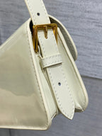 DIOR FLAP BAG 18 IN WHITE PATENT CALFSKIN