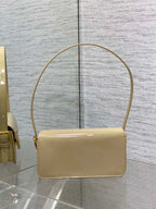 DIOR FLAP BAG 18 IN WHEAT TAN PATENT CALFSKIN