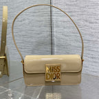 DIOR FLAP BAG 18 IN WHEAT TAN PATENT CALFSKIN