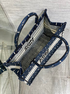 DIOR MISS MEDIUM TOTE 36 IN WHITE MIX DEEP COVE BLUE CANVAS