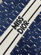 DIOR MISS LARGE TOTE 42 IN WHITE MIX DEEP COVE BLUE CANVAS
