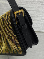 DIOR MINI FLAP BAG 18 IN BLACK LAMBSKIN WITH GOLD RHINSTONES