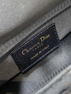 DIOR MINI LADY BAG 16 IN BLACK SATIN AND CALFSKIN WITH BEADED DESIGN
