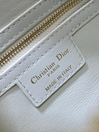 DIOR GROOVE 25 BAG IN WHITE MACROCANNAGE CALFSKIN WITH GOLD HARDWARE