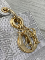 DIOR SMALL 24 LADY BAG IN PALE GRAY CANVAS