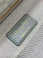 DIOR SMALL 24 LADY BAG IN PALE GRAY CANVAS