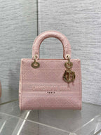 DIOR SMALL 24 LADY BAG IN PASTEL PINK CANVAS