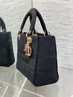 DIOR SMALL 24 LADY BAG IN BLACK CANVAS