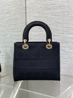 DIOR SMALL 24 LADY BAG IN BLACK CANVAS