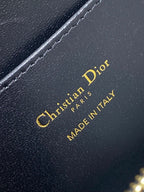DIOR SMALL 22 FLAP BAG IN BLACK MIX WHITE LAMBSKIN WITH GOLD HARDWARE