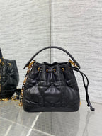 DIOR SMALL 18 JOLIE BUCKET BAG BLACK MACROCANNAGE LAMBSKIN