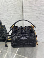 DIOR SMALL 18 JOLIE BUCKET BAG BLACK MACROCANNAGE LAMBSKIN