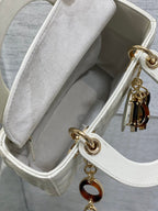 DIOR SMALL 20 LADY BAG IN WHITE MACROCANNAGE LAMBSKIN WITH GOLD HARDWARE
