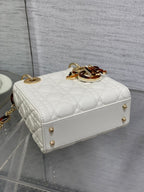DIOR MINI 17 LADY BAG IN WHITE MACROCANNAGE LAMBSKIN WITH GOLD HARDWARE