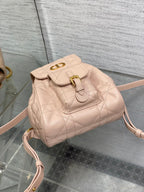 DIOR SMALL 20 CARO BACKPACK IN PEACH PINK MACROCANNAGE LAMBSKIN