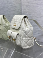DIOR SMALL 23 CARO BACKPACK IN WHITE MACROCANNAGE LAMBSKIN