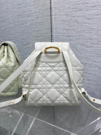 DIOR SMALL 23 CARO BACKPACK IN WHITE MACROCANNAGE LAMBSKIN