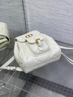 DIOR SMALL 20 CARO BACKPACK IN WHITE MACROCANNAGE LAMBSKIN