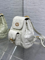 DIOR SMALL 20 CARO BACKPACK IN WHITE MACROCANNAGE LAMBSKIN