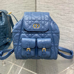 DIOR SMALL 20 CARO BACKPACK IN ROYAL BLUE MACROCANNAGE LAMBSKIN