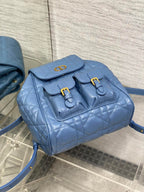 DIOR SMALL 20 CARO BACKPACK IN ROYAL BLUE MACROCANNAGE LAMBSKIN