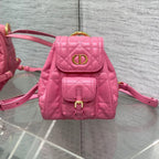 DIOR SMALL 20 CARO BACKPACK IN PUNCH PINK MACROCANNAGE LAMBSKIN