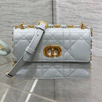 DIOR MISS CARO MINI 17 BAG IN CHROME GRAY MACROCANNAGE LAMBSKIN
