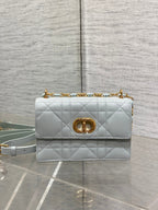 DIOR MISS CARO MINI 17 BAG IN CHROME GRAY MACROCANNAGE LAMBSKIN