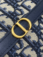 DIOR MONTAIGNE CIGALE MINI 24 BAG IN BLUE  OBLIQUE JACQUARD
