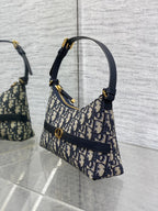DIOR MONTAIGNE CIGALE MINI 24 BAG IN BLUE  OBLIQUE JACQUARD