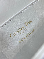 DIOR MINI 18 FLAP BAG IN WHITE LAMBSKIN WITH GOLD RHINSTONES