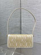 DIOR MINI 18 FLAP BAG IN WHITE LAMBSKIN WITH GOLD RHINSTONES