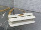 DIOR MONTAIGNE AVENUE MINI 19 BAG IN WHITE CALFSKIN WITH GOLD HARDWARE
