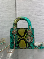 DIOR MINI 17 LADY BAG IN COLORFUL SNAKESKIN PATTERN LAMBSKIN 225963