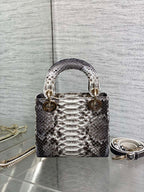 DIOR MINI 17 LADY BAG IN WHITE MIX BLACK SNAKESKIN PATTERN LAMBSKIN