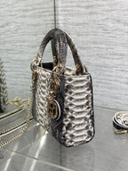 DIOR MINI 17 LADY BAG IN WHITE MIX BLACK SNAKESKIN PATTERN LAMBSKIN