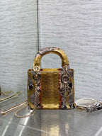 DIOR MINI 17 LADY BAG IN GOLDEN SNAKESKIN PATTERN LAMBSKIN