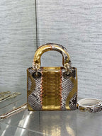 DIOR MINI 17 LADY BAG IN GOLDEN SNAKESKIN PATTERN LAMBSKIN