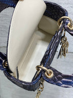DIOR MINI 17 LADY BAG IN NAVY BLUE MIX BLACK SNAKESKIN PATTERN LAMBSKIN