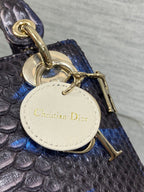 DIOR MINI 17 LADY BAG IN NAVY BLUE MIX BLACK SNAKESKIN PATTERN LAMBSKIN