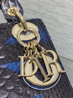 DIOR MINI 17 LADY BAG IN NAVY BLUE MIX BLACK SNAKESKIN PATTERN LAMBSKIN