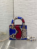 DIOR MINI 17 LADY BAG IN COLORFUL SNAKESKIN PATTERN LAMBSKIN 225981
