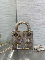 DIOR MINI 17 LADY BAG IN COLORFUL SNAKESKIN PATTERN LAMBSKIN 225983