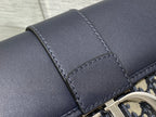 DIOR MONTAIGNE EAST-WEST 25 BAG WITH CHAIN IN NAVY BLUE LAMBSKIN AND MONOGRAM JACQUARD