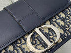 DIOR MONTAIGNE EAST-WEST 25 BAG WITH CHAIN IN NAVY BLUE LAMBSKIN AND MONOGRAM JACQUARD