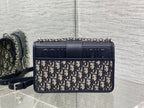 DIOR MONTAIGNE EAST-WEST 25 BAG WITH CHAIN IN NAVY BLUE LAMBSKIN AND MONOGRAM JACQUARD