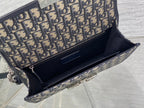 DIOR MONTAIGNE EAST-WEST 25 BAG WITH CHAIN IN NAVY BLUE LAMBSKIN AND MONOGRAM JACQUARD