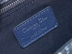DIOR MONTAIGNE EAST-WEST 25 BAG WITH CHAIN IN NAVY BLUE LAMBSKIN AND MONOGRAM JACQUARD