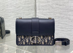 DIOR MONTAIGNE EAST-WEST 21 BAG WITH CHAIN IN NAVY BLUE LAMBSKIN AND MONOGRAM JACQUARD